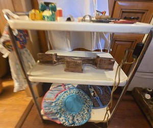 Lot of Assorted Vintage Kitchen Decor Utensils & 3-Tier Utility Cart