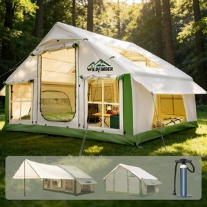 $450 Inflatable Tent with Skylight, Quick Setup Blow Up Tents with Pump, Hot Tent with Stove Jack, Waterproof Oxford Inflatable House for Camping, Air Glamping Tents for Camping Adult
