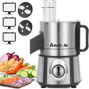 $240 Anatole Electric Vegetable Dicer Slicer Shredder 5 in 1 Commercial Food Processor 16-Cup Stainless Steel Veggie Chopper Heavy Duty with 5 Blades Auto Discharge for Potato Onion Carrot 300W