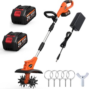 OGORI Cordless Electric Garden Tiller, Mini Cultivator with 2 x 4.0Ah Batteries, 9 x 6.3 Tilling Area Portable Power Rototiller for Garden, Soil Cultivation and Weed Removal
