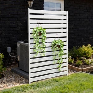 $130 40 W x70 H (1 Panel) Air Conditioner Fence Screen and Trash Can Privacy Panels for Outdoor Units, Pool Equipment Enclosures, and No-Dig Backyard Fencing (White)