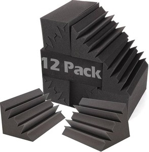 Acoustic Foam Bass Traps -12 Pack Wall Corner Studio Foam Blocks 12 X 7 X 7 Low-Frequency Sound Absorption Material for Home Studio and Theater etc. (12 Pack, Bass traps)