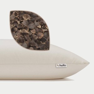 Hullo Buckwheat Pillow   Small Size (14x20), Organic Adjustable Cooling Pillow for Side & Back Sleepers, Firm Neck Support   Breathable Cotton Cover   Made in USA