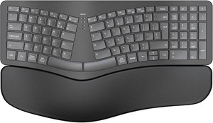 MOKURU Wireless Ergonomic Keyboard, Split Keyboard with Wrist Rest, Full Size 2.4G BT Computer Keyboard, Compatible with Windows, Mac OS, PC ComputerLaptop (Black)