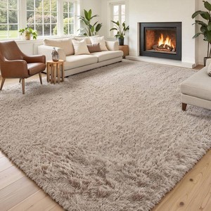 $146 Area Rugs 9x12 Living Room,Large Area Rug Shaggy Carpet Soft Plush Furry Bedside Rug, Machine Washable Area Rugs for Bedroom Home Decor Non-Slip(9 x 12, Beige)