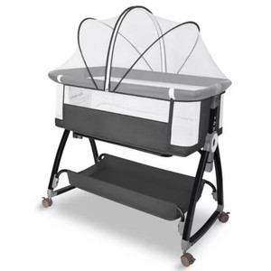 $150 Baby Bassinet, HDJ Baby Bedside Sleeper Bassinet with Storage Basket for Infant, Bedside Crib for 0-6 Months, Dark Gray