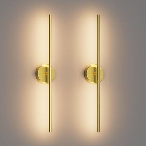 28In Gold Wall Sconce Set of Two,Modern Hardwired Bathroom Wall Sconces Vantiy Light 3000K LED 360  Rotatable for Bedroom Bathroom Living Room (2 Pack)