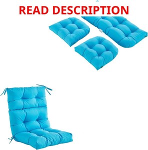 $123 Wicker Chair Cushions of 3 Pieces & High Back Chair Cushion, Aqua Blue