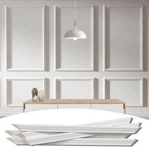 Lunghaa 6-Frame Premade Accent Wall Molding Kit, Ready-to-Assemble Wainscoting Panels, Pre-Cut Chair Rail Moulding Trim for Home D cor