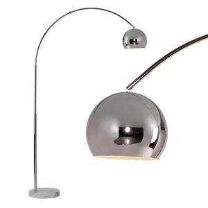 $180 Olivia 75 in. Brushed Chrome Industrial 1-Light Adjustable LED Arc Floor Lamp with Chrome Metal Bowl Shade