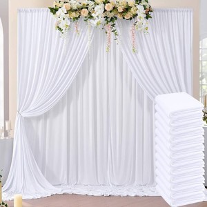 $140 60ftx10ft Wrinkle Free White Backdrop Curtains for Parties, Silky Polyester Photo Backdrop Drapes 12 Panels 5x10ft Back Drop Cloth for Wedding Birthday Baby Shower Photography Background