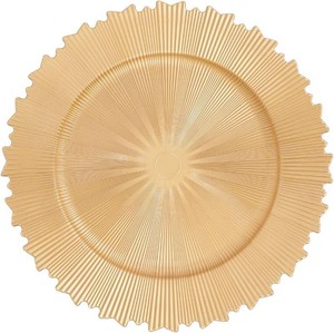 Charger Plates Bulk,100PCS Round Dinner Floral Plates, 13 Inch PP Charger Plate, Reusable Chargers Dishes for Upscale Wedding, Dining & Serving (50, Gold)
