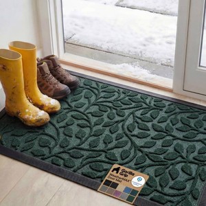 GORILLA GRIP 100% Waterproof All-Season WeatherMAX Doormat, 47x35, US Designed Natural Rubber, Stain and Fade Resistant, Low Profile Indoor Outdoor Door Mats, Easy Clean Patio Mat, Moss Vine Leaves
