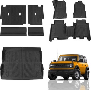 $150 Floor Mats Compatible with 2021 2022 2023 2024 2025 2026 Ford Bronco Trunk Mat Cargo Liner Kick Mat for Ford Bronco Accessories 4 Door(Trunk MatFloor MatsRear Backrest Mats)