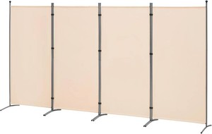 Spurgehom 4 Panel Room Divider Folding Privacy Screen, Freestanding Fabric Partition Portable Room Partition Wall Dividers for Home Office Room Restaurant, 136 W X 72 H (Beige)