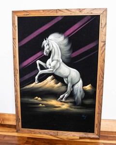 Black Velvet White Horse Artwork