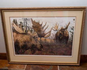 Signed Confrontation Moose Wildlife Art Print by Brian Jarvi