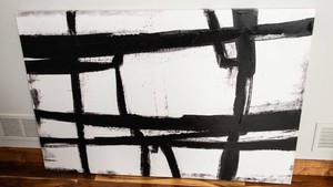 Large Abstract Black & White Wrapped Canvas Artwork