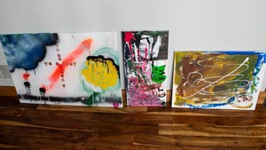 Abstract Mixed Media Artwork  Set of 3