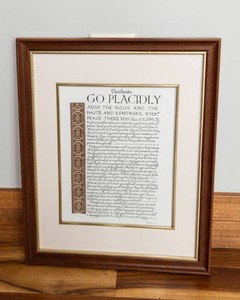 Go Placidly Desiderata Framed Poem