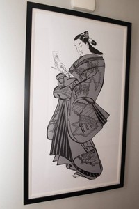Large Framed Japanese Ukiyo-e Reproduction  Kaigetsud Dohan