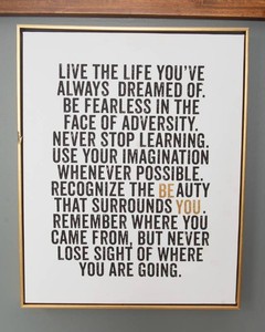 Inspirational Quote Framed Canvas Artwork