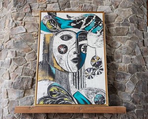 Large Cubist-Inspired Portrait Artwork  Framed (67 x 47)