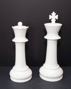 Large Ceramic Chess Piece Decor  King & Queen