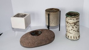 Set of Four Stoneware & Ceramic Planters