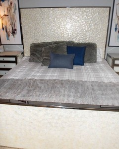 Bernhardt Interiors Helios King Panel Bed with Capiz Shell Headboard and Footboard