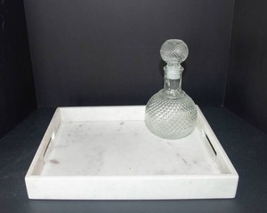 Marble Serving Tray & Glass Decanter