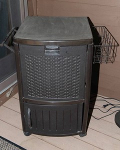 Suncast Resin Wicker Cooler & Storage Cabinet
