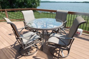 Patio Table & Four Swivel Rocking Chairs