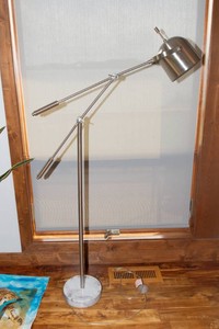 Brushed Steel Floor Lamp with Marble Base