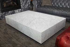 Restoration Hardware Italian Carrara Marble Plinth Coffee Table
