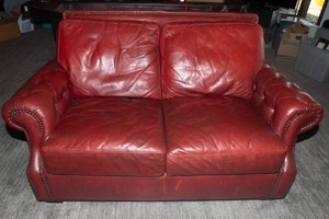Burgundy Leather Loveseat