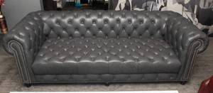 Gray Leather Chesterfield Sofa