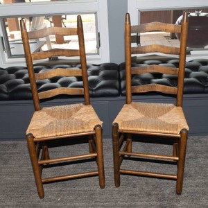 Donie Chair Company Ladder-Back Rush Seat Chairs  Set of Two