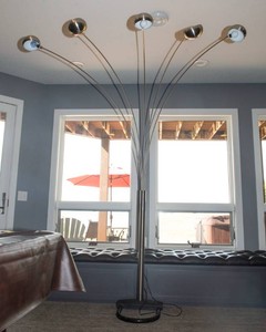 Modern 5-Arm Arc Floor Lamp  Brushed Metal  87 Tall