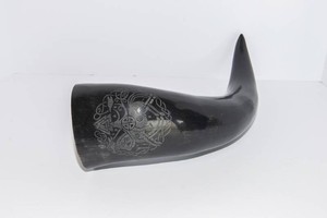 Decorative Etched Drinking Horn  15