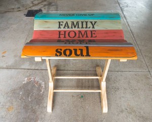 Handmade Accent Table with Glass Top