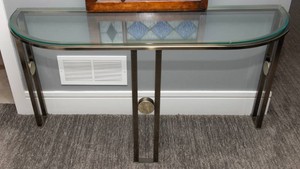 Demi-Lune Glass & Metal Table