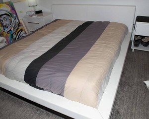 Modern White King Platform Bed  Low-Profile
