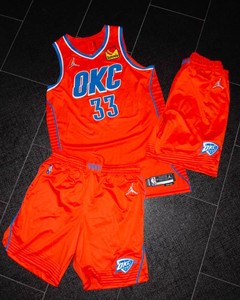 Mike Muscala Game-Worn OKC Orange Uniform  #33 Jersey & 2 Pairs of Shorts