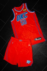 Mike Muscala #50 Game-Worn OKC Orange Uniform