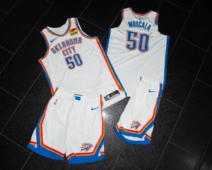 Mike Muscala #50 Game-Worn OKC White Uniforms  2 Jerseys & 2 Shorts