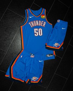 Mike Muscala #50 Game-Worn OKC Blue Uniform  Jersey & 2 Shorts