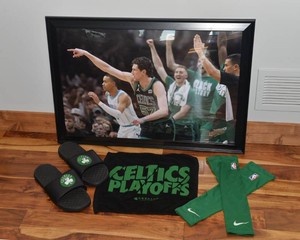 Mike Muscala Boston Celtics Memorabilia  Framed Photo, #57 Slides, Arm Sleeves & Towel