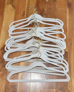 Ivory Velvet Hangers with Gold-Tone Hooks  Set of 24
