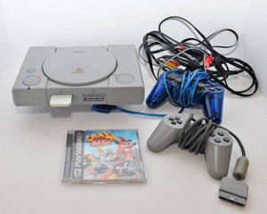Original Sony PlayStation Console with Controllers, Memory Card & Crash Bash  Tested & Works